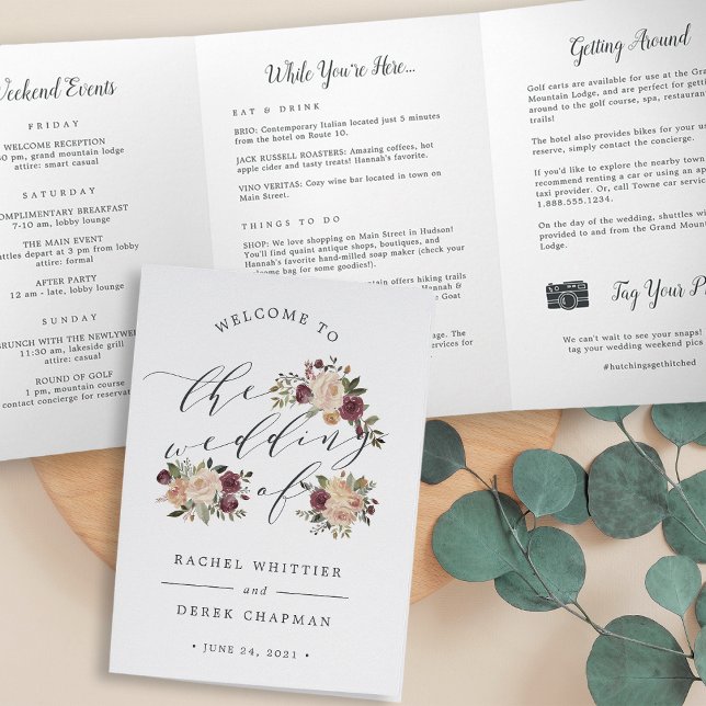 Rustic Bloom Wedding Zeremonie Dreifach-gefaltete Programmkarte (Von Creator hochgeladen)