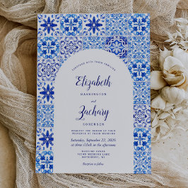 Rustic Blue Arch Portugiesische Hochzeit Einladung