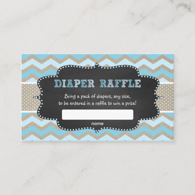 Rustic Blue Baby Duwer Diaper Raffle Ticket Begleitkarte (Vorderseite)