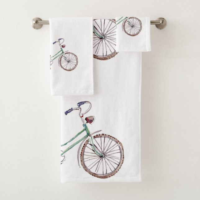 Rustic Blue Bicycle Lavender Floral Badhandtuch Set (Insitu)