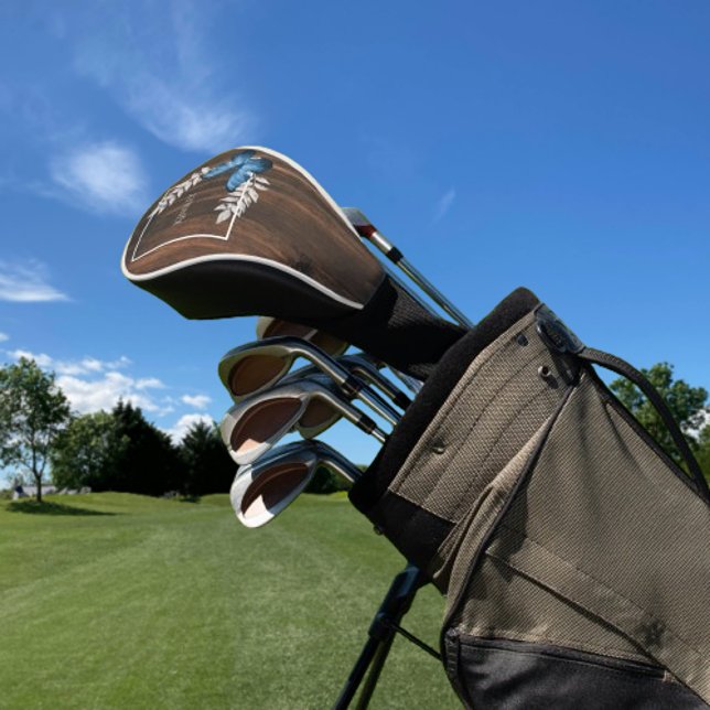 Rustic Blue Butterfly Golf Head Cover Headcover (Rustic Blue Butterfly Golf Head Cover)