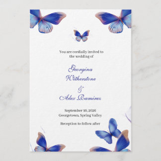 Rustic Blue Editable Photo Wedding Invite Einladung