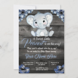Rustic Blue Elephant Baby Dusche Einladung