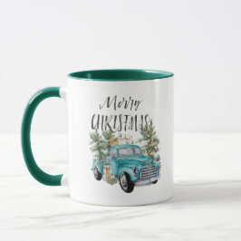 Rustic Blue Farmhouse LKW Weihnachten Tasse