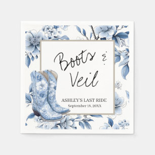 Rustic Blue Floral Cowgirl Wedding Napkins - Stief Serviette