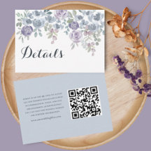 Rustic Blue Floral QR Code Hochzeitsdetails
