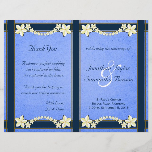 Rustic Blue Floral Wedding Programme Modèles (Devant)