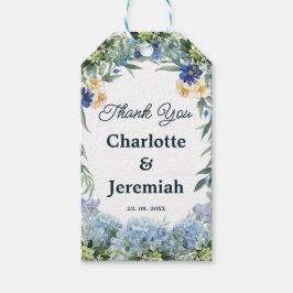 Rustic Blue Floral Wreath Green Gastgeschenk Hochz Geschenkanhänger