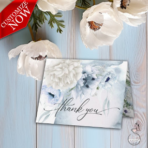 Rustic Blue Flowers White Dahlia Garden Vielen Dan Dankeskarte