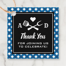 Rustic Blue Gingham GRILLEN Wedding Vielen Dank Geschenkanhänger