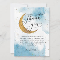 Rustic Blue Gold Moon Stars Baby Dusche