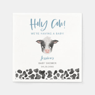 Rustic Blue Holy Cow Baby Dusche  Serviette