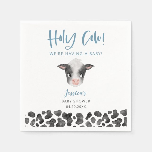 Rustic Blue Holy Cow Baby Dusche Serviette (Vorderseite)