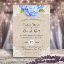 Rustic Blue Hydrangea Floral Lace & Burlap Wedding