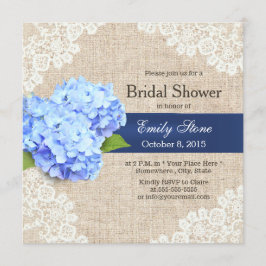 Rustic Blue Hydrangea Lace & Burlap Brautparty Einladung