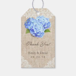 Rustic Blue Hydrangea Lace & Burlap Gastgeschenk H Geschenkanhänger