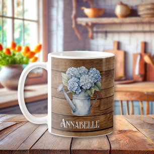 Rustic Blue Hydrangea Watering kann Personalisiert Kaffeetasse