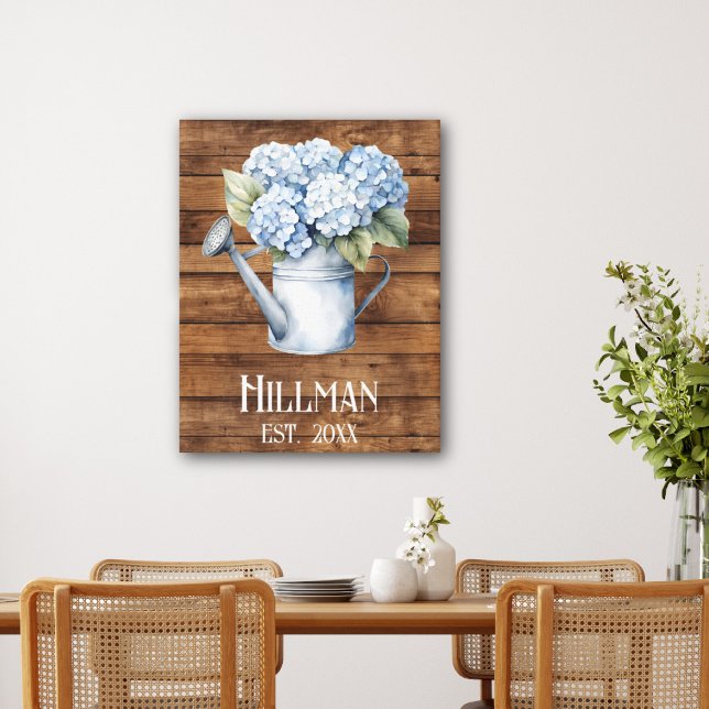 Rustic Blue Hydrangea Watering kann Personalisiert Leinwanddruck (Rustic Blue Hydrangea Watering Can Personalized Canvas Print
)