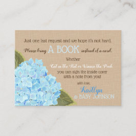 Rustic Blue Hydrangeas lesen eine Buchkarte Begleitkarte