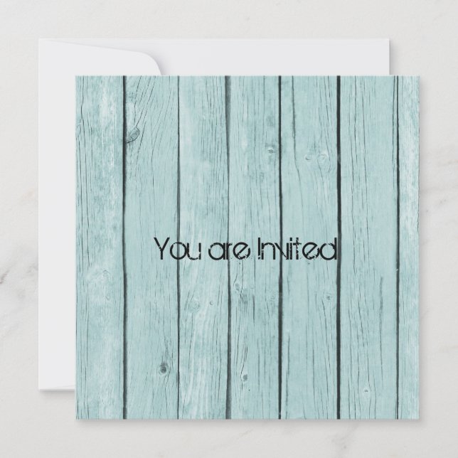Rustic Blue Imitats Wood Baby Dusche Einladung (Vorderseite)