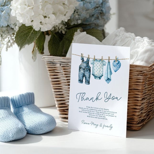 Rustic Blue Jean Baby Denim Country Baby Dusche Dankeskarte (Rustic Blue Jean Baby Denim Country Baby Shower Thank You Card)