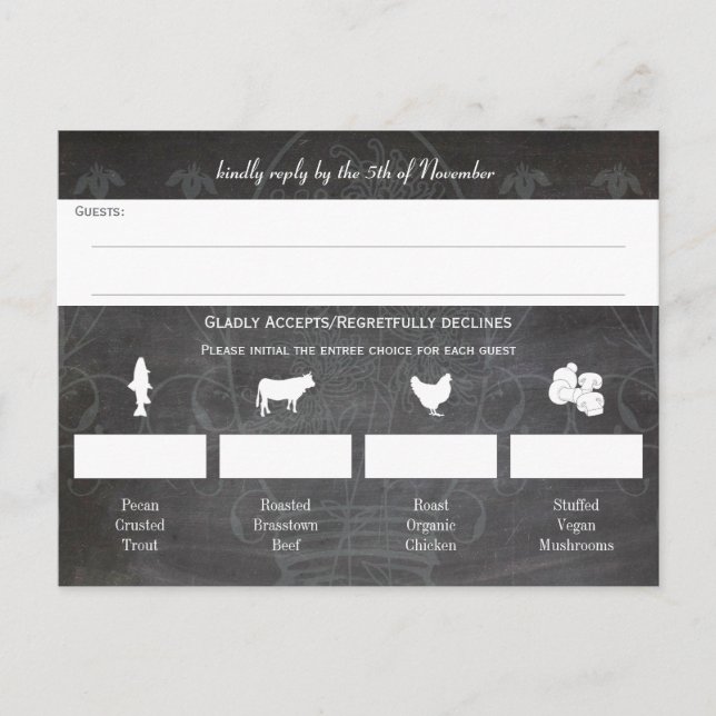 Rustic Blue Mason Jar Chalkboard Wedding Einladungspostkarte (Vorderseite)