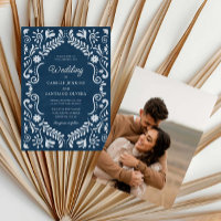 Rustic Blue Mexican Wedding Foto Einladung