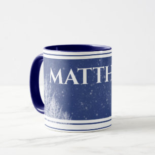 Rustic Blue Personalisiert Name Tasse