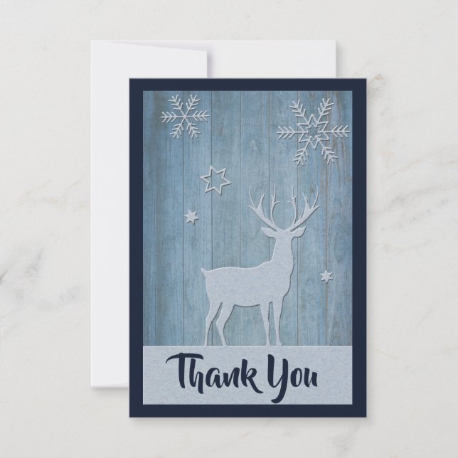 Rustic Blue Rentier Country Christmas Danke (Vorderseite)