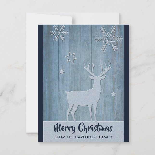 Rustic Blue Rentier Country Weihnachten (Vorderseite)