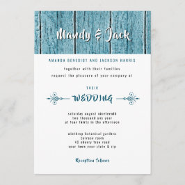 Rustic Blue Shiplap Holz Stilvolle moderne Hochzei Einladung