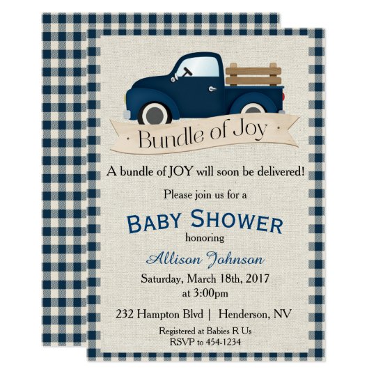 Rustic Blue Truck Baby Shower Einladung Zazzle Ch