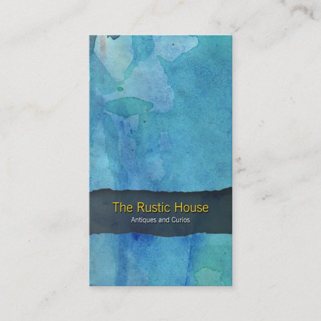 Rustic Blue Watercolor Wash - Einzelhandelskarte Visitenkarte (Vorderseite)
