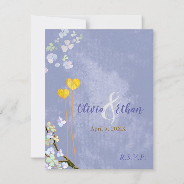 Rustic Blue Wedding Meal Choice RSVP Card Karte (Vorderseite)