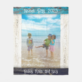 Rustic Blue White Beach Wood Text Photo Frame Fleecedecke