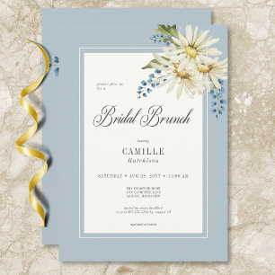 Rustic Blue & White Daisies Bridal Brunch Einladung