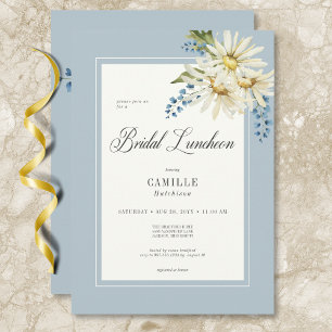 Rustic Blue & White Daisies Bridal Luncheon Einladung