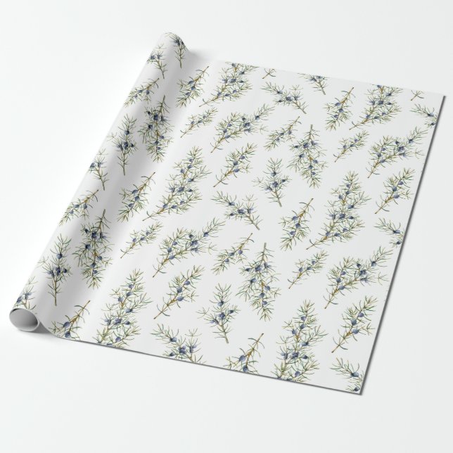 Rustic Blue Winterberry Branches Weihnachtsgeschen Geschenkpapier (Ungerollt)
