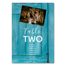 Rustic Blue Wood 2 Fotos Wedding Guest Names