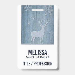 Rustic Blue Wood Rentier Country Weihnachten Ausweis