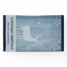 Rustic Blue Wood Rentier Country Weihnachten