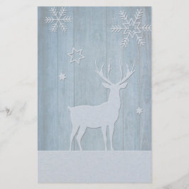 Rustic Blue Wood Rentier Country Weihnachten Briefpapier