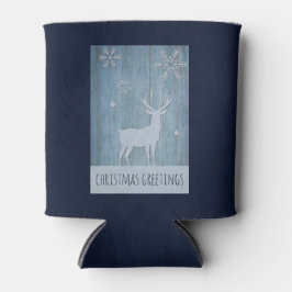 Rustic Blue Wood Rentier Country Weihnachten Dosenkühler