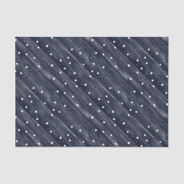 Rustic Blue Wood Stars  Seidenpapier (Vorderseite)