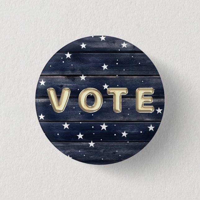 Rustic Blue Wood Stars  Vote Button (Vorderseite)