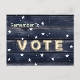 Rustic Blue Wood Stars  Vote Postkarte
