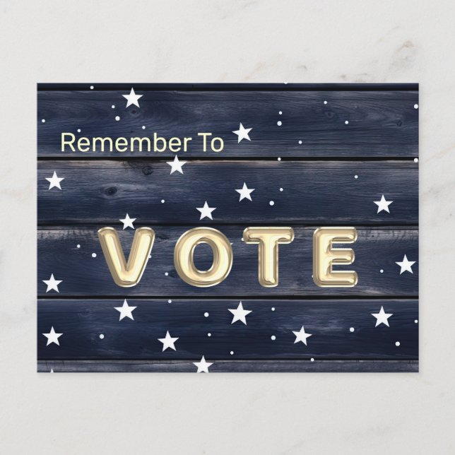 Rustic Blue Wood Stars  Vote Postkarte (Vorderseite)