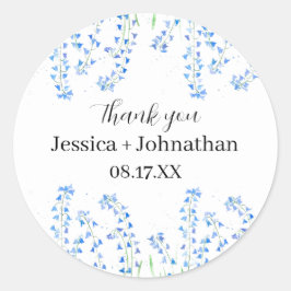 Rustic Bluebells Blue Floral Vielen Dank Runder Aufkleber