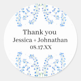 Rustic Bluebells Blue Floral Vielen Dank Runder Aufkleber