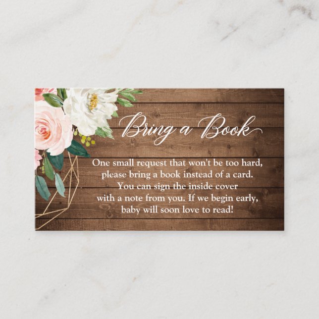 Rustic Blush Floral Apportez une carte Baby shower (Devant)